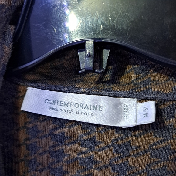 Contemporaine by Simons | Brown houndstooth heavy sweater flowly cardigan - Picture 9 of 15